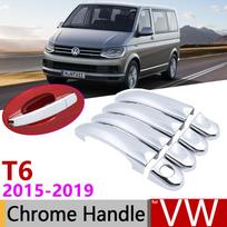 for VW T6 Volkswagen Transporter 2015~ Chrome Exterior Door Handle Cover Car Accessories Stickers Trim Set 2016 2017 3 Door 1 Keyhole