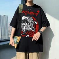 Guts and Griffith Graphic T-shirt Berserk Tshirt Unisex Women Black Cartoon Short Sleeve Harajuku Anime Unisexga Pure Cotton T Shirt L