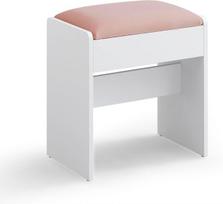 Tualetinio staliuko taburetė, 45x28.6x49.5 cm, balta, rožinė
