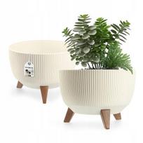 Gėlių vazonas KADAX ant kojelių su įdėklu, apvalus, 29 cm, 9,4 l, kreminės spalvos