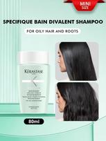 Kérastase Specifique Bain Divalent šampūnas 80ml | Apimties suteikiantis plaukams be apimties ir sausiems, trapiems plaukams mini Specifique 80ml