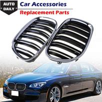 Tinka BMW 7 serijos F01 F02 730D 740D 750D 2009-17 automobilio priekinio buferio įleidimo grotelės Dviejų lentjuosčių priekinių inkstų grotelių apdaila Semi-Plating