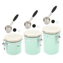 Coffee Canister Mint Green Food Grade Stainless Steel Airtight Coffee Container with Scoop Date Wheel for Tea Nuts 1.2L