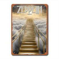 LEDZEPPELINARTZ Zeppelin 'Dangaus Laiptai' Geležinis Ženklas | Vintažinė Sienų Dekoro Prekė | Rustic Kabinamas Menas Kavinėms ir Vidaus/Lauko Barams 20x30cm（7.8x11.8inch）