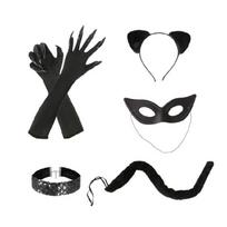 Halloween Catwomen Costume Set Cats Claw Gloves Cats Ear Headband Choker Necklace for Halloween Party Carnivals 1