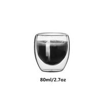 1/4/6 vnt. dvigubo sienelės stiklinės puodeliai Espresso kavos puodelis 80/250/350/450 ml Karščiui atsparūs skaidrūs stikliniai puodeliai su dvigubu dugnu 80-450ml black