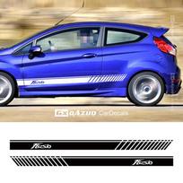 Lenktynių sportinės juostelės abiejose pusėse, automobilio durų slenksčio lipdukai, skirti Ford Fiesta ST RS hečbekui 2008-2018, 3-5 vnt., automobilio kėbulo dekoravimo lipdukai Gloss Black