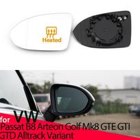 Kairės dešinės pusės veidrodėlio stiklas šildomas vairuotojo keleivio pusėms Volkswagen VW Passat B8 Arteon GTE Alltrack Variant 2015-23 1pc Left
