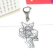 Sanrio Muscle Man Keychain Cute Kuromi Melody Cinnamoroll Pendant Key Chain Couple Bag Accessories Kuromi