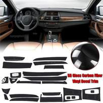 Blizgūs anglies pluošto lipdukai BMW X5 E70 X6 E71 Automobilio stiliaus Automobilio interjero centrinės konsolės spalvos keitimo formavimo lipdukai Decals 5D Carbon Fiber