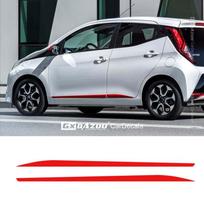 Sportinės šoninės sijonų anglies pluošto lipdukai Toyota AYGO 2014- modeliams, lenktyninio stiliaus juostelės, viniliniai lipdukai, automobilio aksesuarai Gloss Black