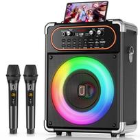 S68 karaoke aparatas su 2 mikrofonais, nešiojamas „Bluetooth 5.3“ karaoke garsiakalbis lauko renginiams, susibūrimams ir vakarėliams