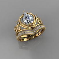 Wei Ya Sells Imitation Gold Inlaid With White Rhinestone Temperament Crown Two-Piece Ring Exquisite Jewelry Direct Supply no. 5