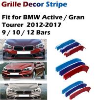 Priekinių grotelių lipdukai, grotelių dangtelio spaustukai, apdailos juostelės, tinkamos BMW 2 serijai F45 F46 2012-2017, 9 10 12 lamelių dekoratyvinės Grille Clip 9bars black