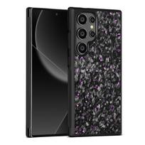Prabangus anglies pluošto tekstūros MagSafe dėklas Samsung Galaxy S25 S24 S23 S22 Plus Ultra, lydinio objektyvo smūgiams atsparus dangtelis S25 violetinė