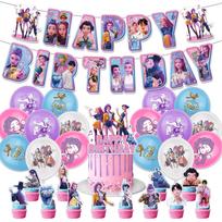 Kpop Demonų Gimtadienio Šventės Dekoracija Medžiotojų Grupės Gimtadienio Šventės Reikmenys Huntrix Kpop Anime Torto Viršus Balionai Kabantis Vėliavėlė One Size