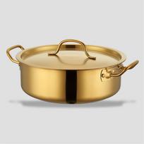 Golden pot Hot pot Soup pot Rinse pot for induction cooker Flat bottomed double ear single pot Stainless steel hot pot 26cm Single pot