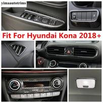 Anglies pluošto interjeras Hyundai Kona 2018 m. - Žibintų įspėjamasis žibintas Langų pakėlimo mygtukai Vairas Oro kondicionieriaus ventiliacijos angos Dangtelio apdailos rinkinys Head Light Lamp