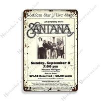 Santana plakatas Dekoratyvinė lėkštė Roko muzika Metalo plakatas Garažas Klubas Metalo skardos ženklas Metalo plokštė Sieninė lėkštė Vyriško urvo sienų dekoras 20x30cm（7.8x11.8inch）