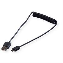 ROLINE USB 2.0 Spiralkabel - A - Micro B - ST/ST 1,0 m - geschirmt - USB 2.0 Typ Micro B - 1 mm - Spiralförmig (11.02.8317)