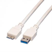 Value USB cable USB 3.2 Gen1 (USB 3.0 / USB 3.1 Gen1) USB-A plug, USB Micro-B 3.0 plug 0.80 m White