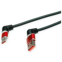 ROLINE USB 2.0 Kabel Typ-C - Typ-A ST/ST 360° Rotation schwarz rot 1 m 11.02. - Kabel - Digital/Daten