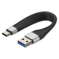 ROLINE USB 3.2 Gen 2 Silikonkabel C-A ST/ST 10Gbit/s Emark schwarz 11 cm 11 - Kabel - Digital/Daten
