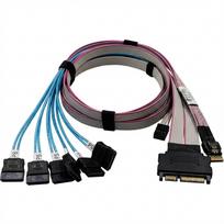 Supermicro Breakout Kabel CBL-SAST-0914-100 Slimline SAS x8 SFF-8654 (STR) auf 4x SATA (STR) 75/90cm + MiniSAS HD x4 65cm (CBL-SAST-0914-100)