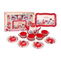 LEAN Toys Coffee Tea Set Cups Kettle Tray Red Cafe 15 pcs.