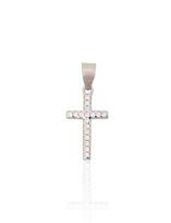 Sidabrinis kryželio pakabukas su cirkoniais – 925 sidabras su rodžio danga, 22 mm