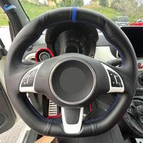 For Fiat 500 500C 2013-2015 For Abarth 500 500C 595 595C 2009-2016 Car Steering Wheel Cover Black Leather blue line blue