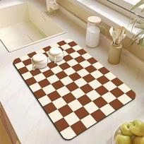 Checkerboard pattern Machine Drip Mat with Non-Slip Rubber Sole Anti-Dirt for Coffee Machine Kitchen Sink Bathroom Countertop 30x40cm