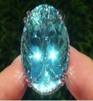 Ladies Party Light Blue Large Gemstone Ring, Jewelry no. 6