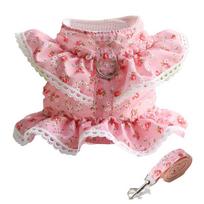 Pets  Chest  Strap  Clothes  Traction  Rope  Set Comfortable Breathable Cute Sweet Floral Lace Back S (within 2.5 kg)
