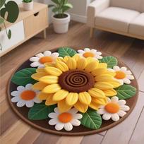 3D vaizdiniai efektai saulėgrąža apvalus kilimas svetainės dekoras vaikų miegamojo kilimas grindų kilimėlis prieškambaris neslystantis kilimas prie lovos kilimas 40x40cm