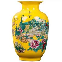 Jingdezhen keramika Geltonas povas Gėlių vaza Nauja kinų namų stalo dekoracija Svetainės dekoravimo kompozicija