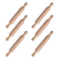 6 medinių kočėlų rinkinys Saugus medienos konstrukcija Ergonomiškas mažoms rankoms Plastilino, sausainių tešlos aksesuarai 1