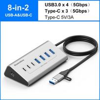 10Gbps USB 3.2 stotelė, koncentratorius, Type C skirstytuvas, duomenų perdavimo adapteris su kortelių skaitytuvu, keli 7/8 prievadai, jungiklis PC nešiojamam kompiuteriui CHINA robino kiaušinio mėlyna spalva