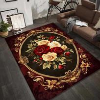 Retro Gėlių Plotinis Kilimas Prabangus Raudonos Baltos Rožių Dizainas Grindų Kilimėlis Prieškambariui Miegamajam Svetainei Ne Lopininis Didelio Dydžio Kilimas 40x60cm