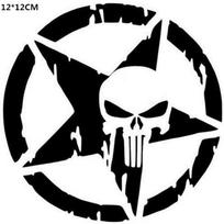 Atspindintis automobilio lipdukas Pentagrama Punisher Kaukolės raštas Vandeniui atsparūs lipdukai Motociklo priedai balta