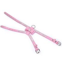 Comfortable Bling Crystal Bowknot Designed Microfiber Pet Harness M rožinė