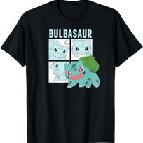 Pokémon - Bulbasaur Kvadratų Marškinėliai S juoda