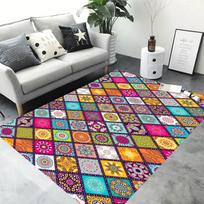 Colorful Patchwork Mandala Rug Bohemian Style Carpet Non-Slip Mat for Living Room Bedroom Home Decoration 50x80cm