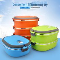Double Layer Insulated Stainless Steel Bento Box - Large Capacity Rectangular Lunch Box for Students Single Layer mėlyna