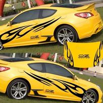 3D Flame Totem Decals Automobilių lipdukai Viso kėbulo automobilio modelio vinilo lipdukas, skirtas automobilių dekoravimui juoda