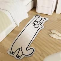 Cartoon White Cat Rug Soft and Comfortable Bedside Rug for Bedroom, Children's Room, Long Floor Mat, Home Decoration 60x120cm 24x47inch