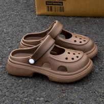 Moteriški patobulinti EVA Mary Jane batai: Storo pado, aukštį didinančios, neslystančios, uždaro priekio paplūdimio sandalai 38-39 (fits size 37-38 feet) tamsios kavos spalvos