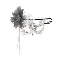 Flower Masquerade Mask With Stick Half Face Mask Rhinestones Masquerade Eye Mask for Women Halloween Proms Parties sidabras