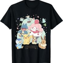 Pokémon - Pika Eevee Piplup Munchlax Morpeko Slurpuff Kavinės Marškinėliai S juoda