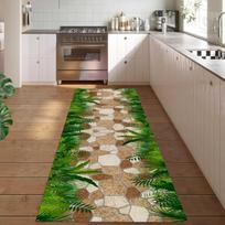 3D Akmens Takelio Kilimas Tropinių Žalių Augalų Dizaino Koridoriaus Kilimėlis Sugeriantis Neslystantis Kilimas Svetainės Miegamojo Dekoras 40X120CM